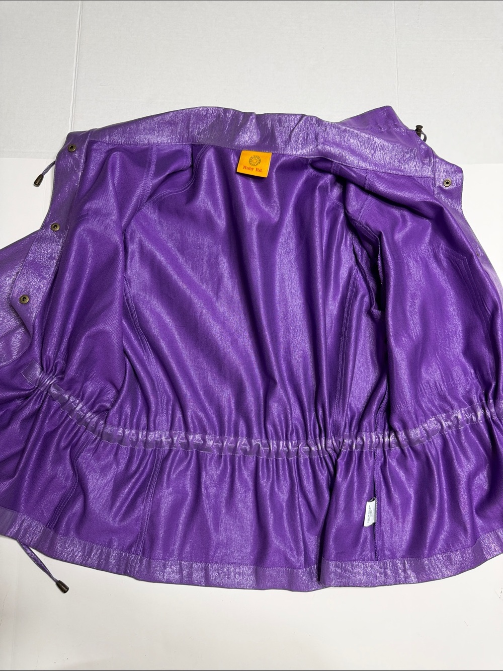 Ruby Rd. Shimmery iridescent Purple Drawstring Utility Jacket - Picture 10 of 14